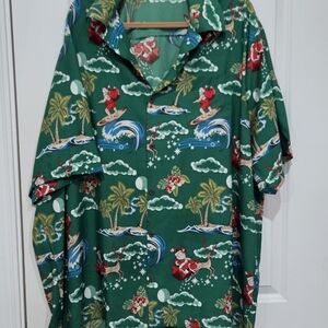 Green Surfing Santa Men's Shirt